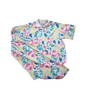 1990s Vintage Set Shirt With Collar‎ And Skirt. Size Large.